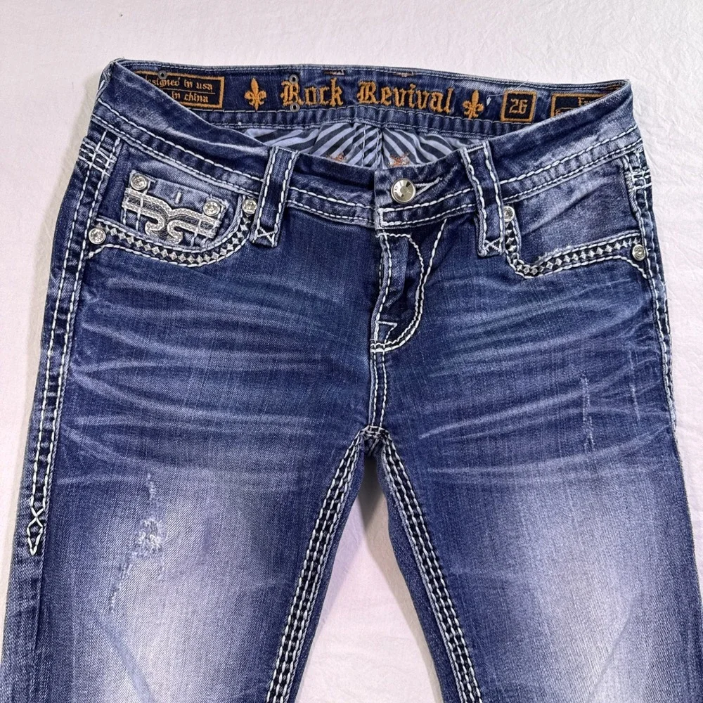 Rock Revival Jeans Women 27   BENITA  SKINNY  rhinestones embelished
